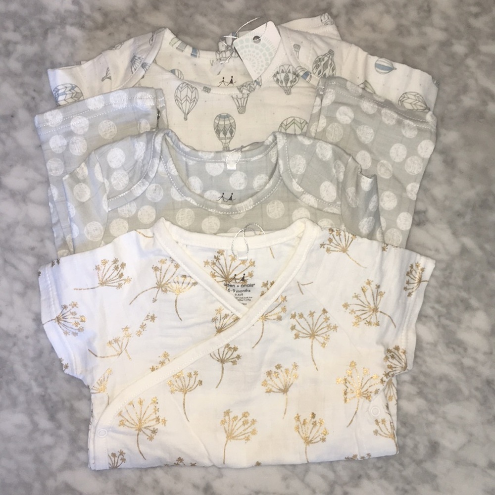 3 Aden + Anais Baby Coverall Kimono Onesie 6-9 lot